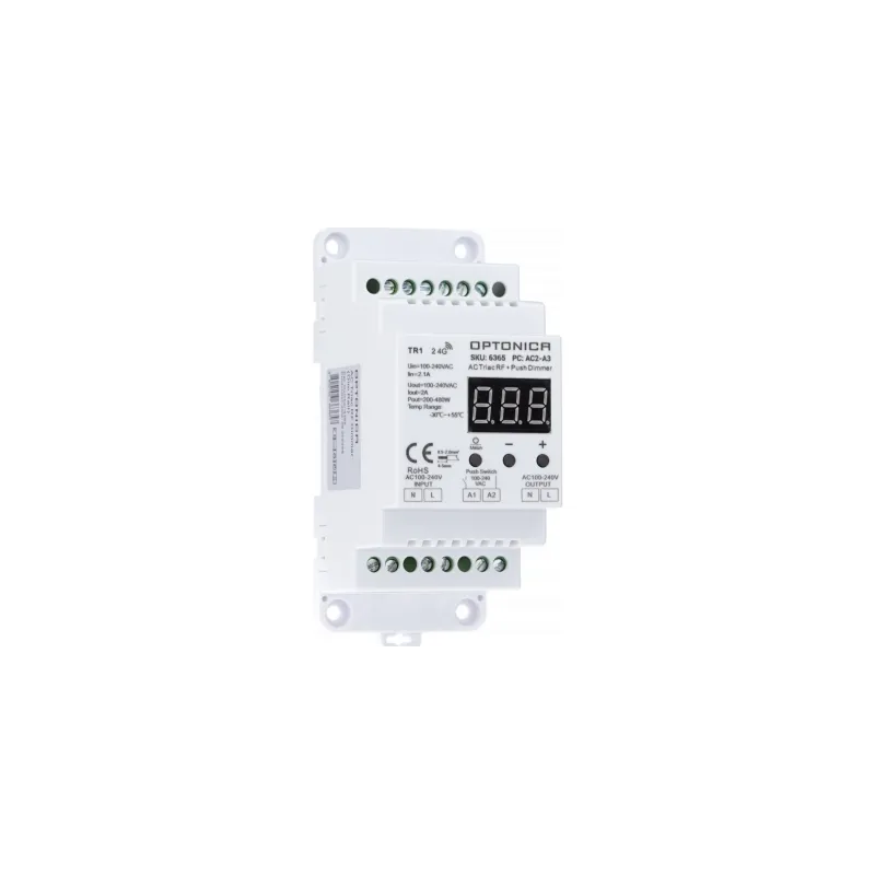 AC TRIAC DIMMER - Variateur d'intensité dimmable LED/halogène - 440kWh/1000h - 100~240V - 110x64x45mm - Blanc