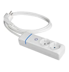 Multiprise avec 2 prises 2P+T 16A 250V avec interrupteur lumineux - 1,5m de câble blanc H05VV-F 3G1,5mm² - IP20 - Polycarbona