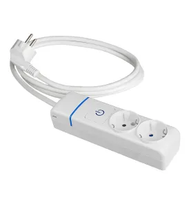 Multiprise avec 2 prises 2P+T 16A 250V avec interrupteur lumineux - 1,5m de câble blanc H05VV-F 3G1,5mm² - IP20 - Polycarbona