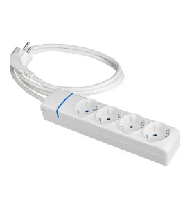 Multiprise Multifonction 4 Prises 16A 250V 1,5m Cable Blanc - IP20 - Polycarbonate