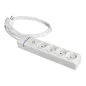 Rallonge électrique 4 prises 2P+T 16A 250V avec interrupteur - 1,5m câble H05VV-F 3G1,5mm² - IP20 blanc polycarbonate