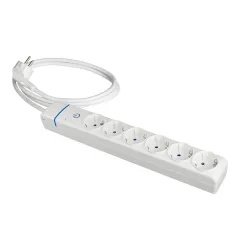 Multiprise 6 prises 2P+T 16A 250V avec interrupteur lumineux - Câble 1,5m - Blanc - IP20 - Polycarbonate