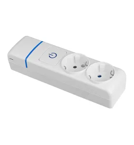 Boîte d'encastrement multiple 2 prises 2P+E 16A 250V avec interrupteur lumineux - Blanc - Polycarbonate - IP44