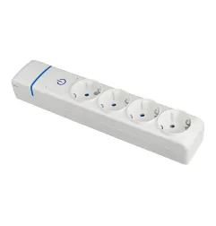 Multiple Base avec 4 Prises 2P+E 16A 250V avec Interrupteur - Blanc - IP20 - Polycarbonate