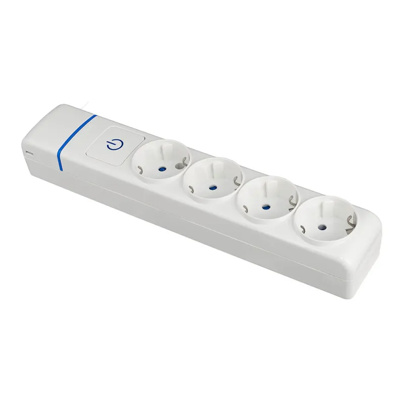 Multiple Base avec 4 Prises 2P+E 16A 250V avec Interrupteur - Blanc - IP20 - Polycarbonate