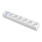 Multiprise 5 prises 2P+T 16A 250V avec interrupteur lumineux - Blanc - Polycarbonate - IP20