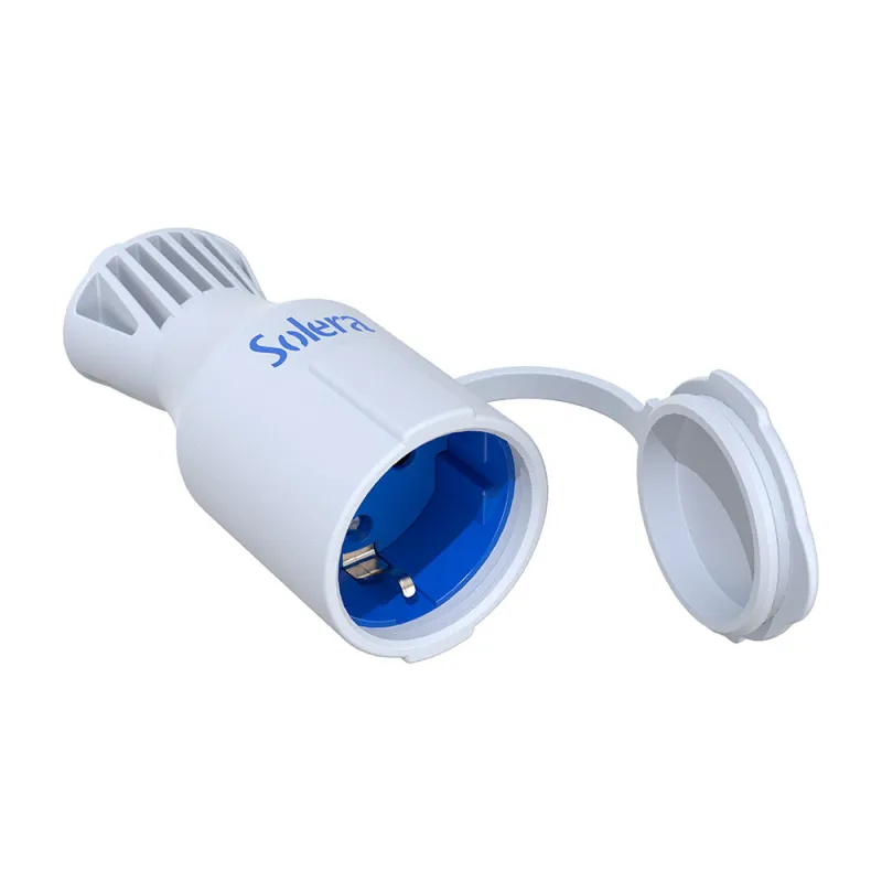 Base Mobile Bipolaire avec Prise T/T Schuko Type 16A 250V - Blanc Élastomère ABS - IP44 - Puissance Maximale 3680W