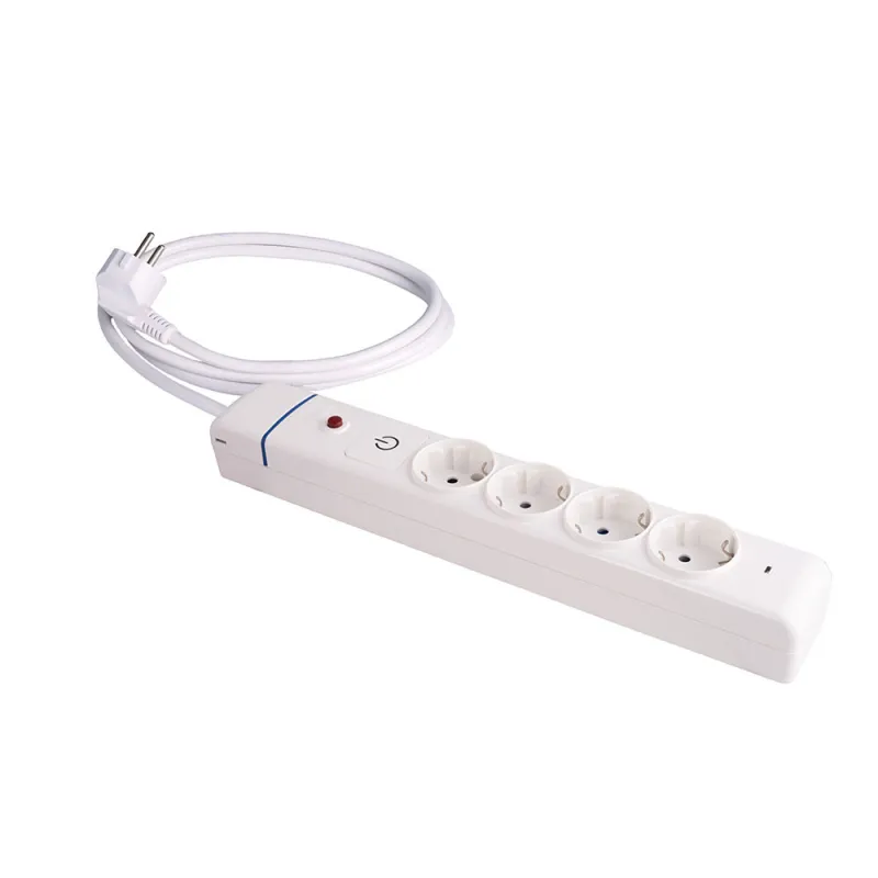 Extender 4 Prises 2P+E 16A 250V - Max. 3680W - Câble 1,5 m - Blanc - IP20 - Polycarbonate - 250V AC