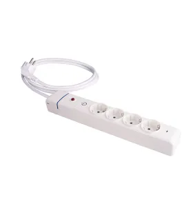 Extender 4 Prises 2P+E 16A 250V - Max. 3680W - Câble 1,5 m - Blanc - IP20 - Polycarbonate - 250V AC