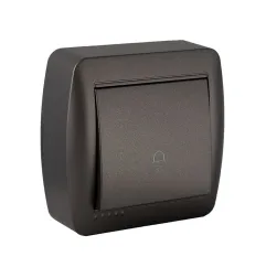 Bouton de Sonnerie 10A 250V - Graphite - Surface 74x72x28 mm - Série MUR03NGU Solera