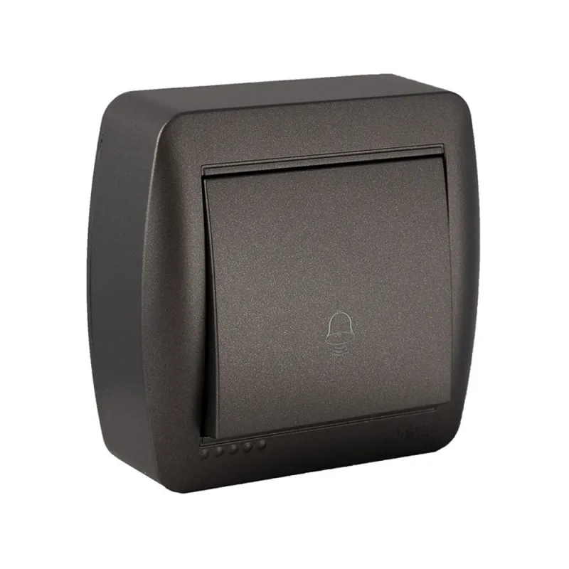 Bouton de Sonnerie 10A 250V - Graphite - Surface 74x72x28 mm - Série MUR03NGU Solera