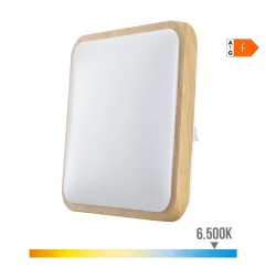 Plafonnier LED Carré 18W Effet Bois 1820lm - Blanc du Jour 6400K