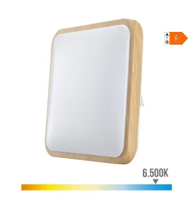 Plafonnier LED Carré 18W Effet Bois 1820lm - Blanc du Jour 6400K