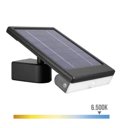 Applique Solaire LED Noir avec Détecteur de Mouvement 6W 720lm IP65 - Blanc du Jour 6500K