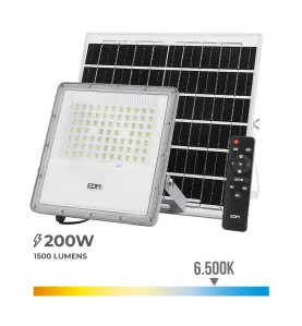 Projecteur LED Solaire 200W 1500lm IP65 - Blanc du Jour 6500K