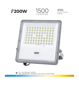 Projecteur LED Solaire 200W 1500lm IP65 - Blanc du Jour 6500K