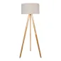 Lampadaire EDM E27 en bois et tissu - Luminaire sur pied - 50x150 cm - Abat-jour 43x21 cm