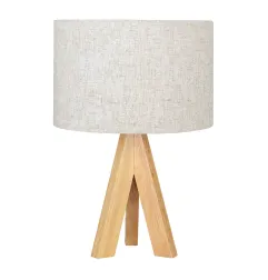 Lampe de table EDM E27 en bois et tissu - Ø 25 x 37 cm - Bois