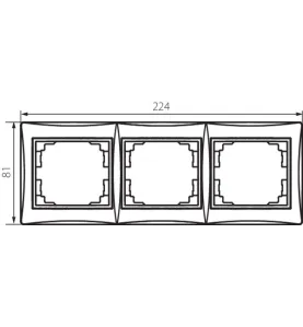 Cadre triple horizontal DOMO - Cadre mural PC 223x81mm - Blanc