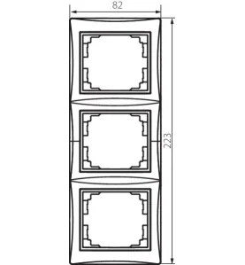 Cadre triple vertical DOMO pour boîtier d'encastrement - 223mm x 81mm - Matériau PC