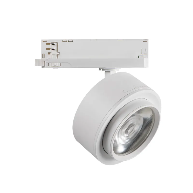 Projecteur LED sur Rail 38W - Blanc Chaud 3000K - Angle d'éclairage 15-45° - Boîtier Aluminium Noir/Blanc