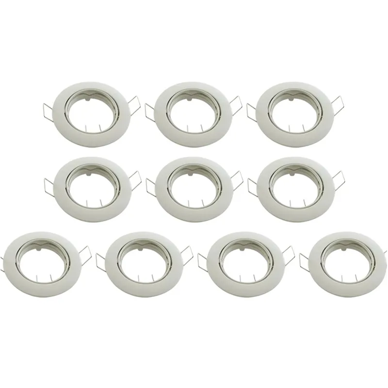 Lot de 10 Supports Encastrables Ronds Orientables - Blanc - Sans douille