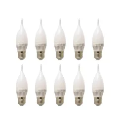 Lot de 10 Ampoules LED E27 Flamme C30 5W 400lm 270° - Blanc Naturel 4000K