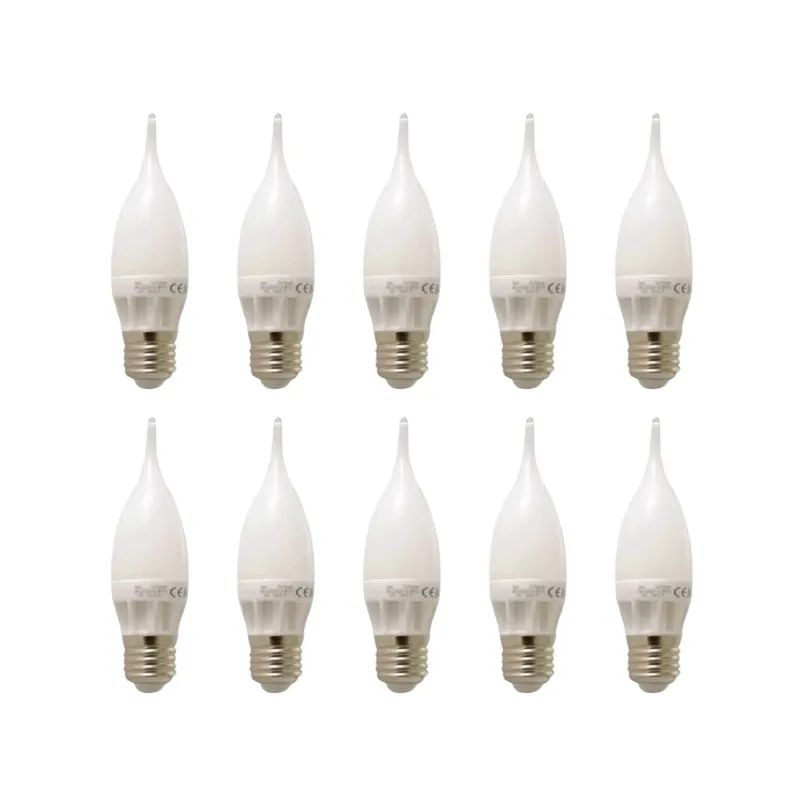 Lot de 10 Ampoules LED E27 Flamme C30 5W 400lm 270° - Blanc Naturel 4000K