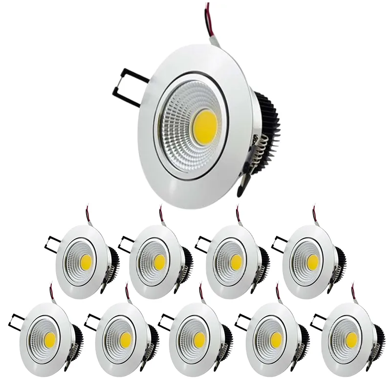 Lot de 10 Plafonniers Aluminium Encastrable LED 5W COB - Eclairage 40W Blanc Froid 6000K