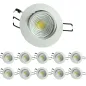 Lot de 10 Plafonniers encastrable blanc LED 5W COB - Blanc du Jour 6000K éclairage 40W