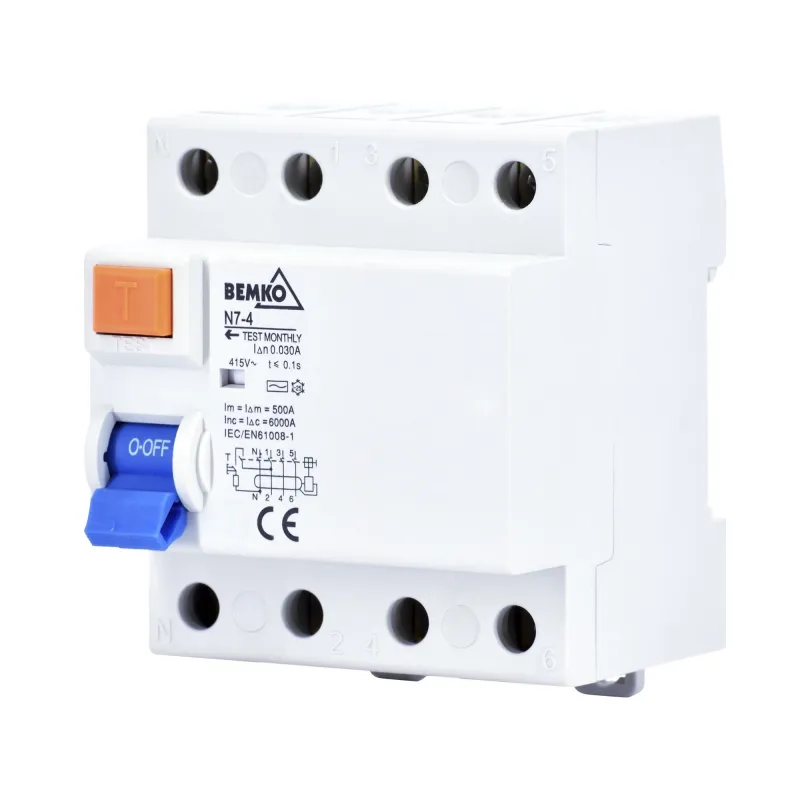 Disjoncteur différentiel tétrapolaire 25A 300mA - Protection AC 4kV - Rail DIN 4 modules