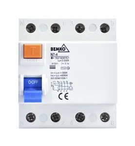 Disjoncteur différentiel tétrapolaire 25A 300mA - Protection AC 4kV - Rail DIN 4 modules