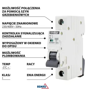 Disjoncteur modulaire 1P - 10A - Courbe C - 4kV - Rail DIN - Protection contre les surintensités