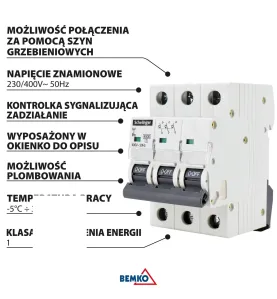 Disjoncteur 3P 6A - Protection contre les surintensités - Rail DIN - IP20