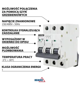 Disjoncteur Tripolaire 50A - Protection Électrique 400V - Rail DIN - IP20