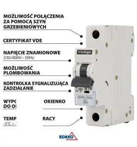 Disjoncteur unipolaire 16A - Courbe C - 4kV - 1 module - Tension 230-400V