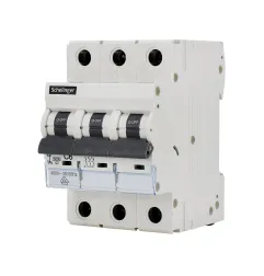 Disjoncteur tripolaire 10A - Protection contre les surintensités - Pouvoir de coupure 4kV - Courbe B - IP20