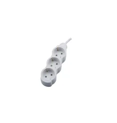 Rallonge électrique Schuko 3 prises - 5 mètres - Blanc - 3x1,5mm² - IP20