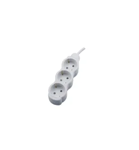 Rallonge électrique Schuko 3 prises - 5 mètres - Blanc - 3x1,5mm² - IP20