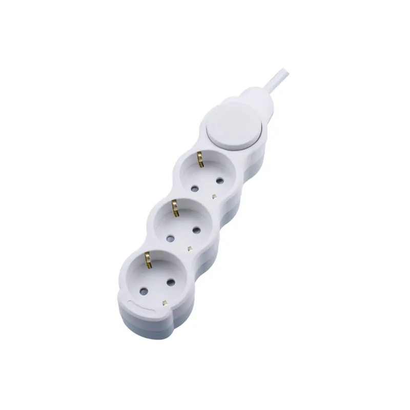 Rallonge électrique 3 prises - 5 mètres - 250V - 3x1,5mm² - Blanc - IP20