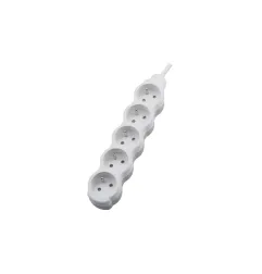 Multiprise 5 prises - Câble 3m - Protection IP20 - Blanc - 250V AC