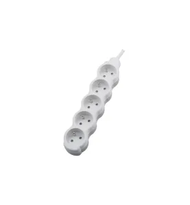 Multiprise 5 prises - Câble 3m - Protection IP20 - Blanc - 250V AC