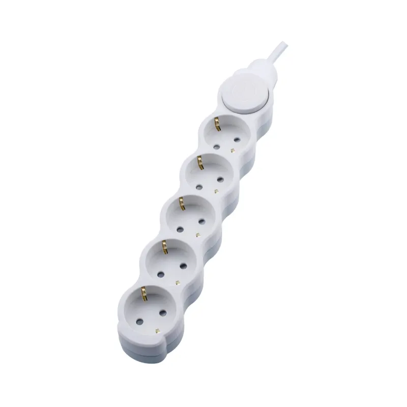 Multiprise 5 Prises Schuko - Câble 3m - Blanc - Protection IP20 - Interrupteur