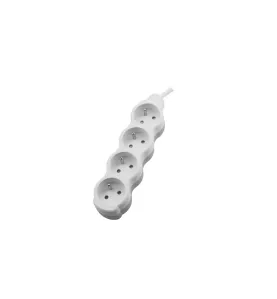 Multiprise 4 prises - Cordon 1,5m - Blanc - IP20 - 250V AC - Section 3x1,5mm²