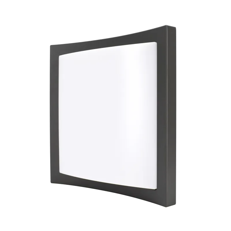 Plafonnier LED Extérieur Décoratif - 20W - 1400lm - Blanc Chaud 3000K - IP65 - 243x243x73mm - Graphite