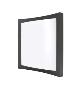 Plafonnier LED Extérieur Décoratif - 20W - 1400lm - Blanc Chaud 3000K - IP65 - 243x243x73mm - Graphite