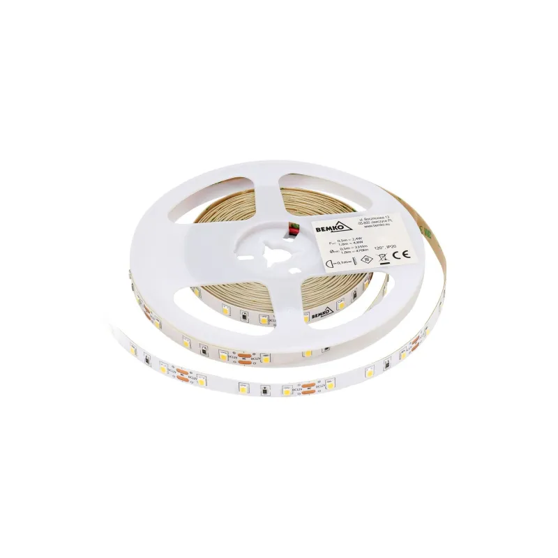 Ruban LED Premium 12V - 4,8W/m - 3000K Blanc Chaud - IP20 - 50m x 8mm