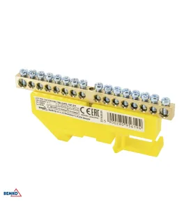 Bornier sur rail DIN 6x9 - Jaune - Installation facile - Tension 500V - 1 module