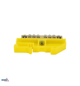 Bornier sur rail DIN - 6x9mm - Jaune - Installation facile - Tension 500V