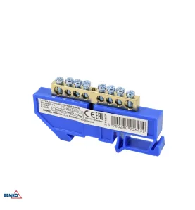 Bornier pour rail DIN - 6x9mm - Bleu - Installation facile - Tension d'isolement 500V